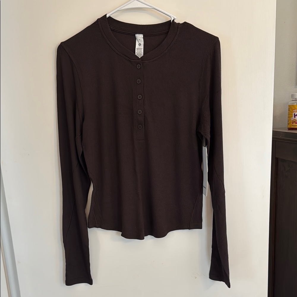 Lululemon Women's Long Sleeve Henley Top - Brown NWT